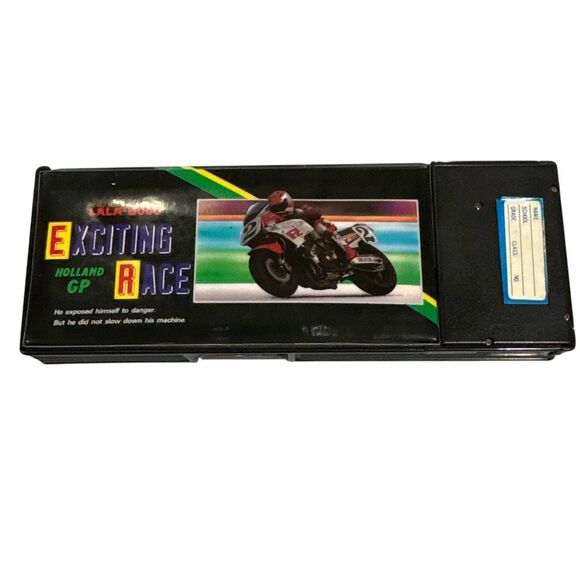 Vintage 1980’s Japanese Reimei New Touch Pencil Case Holland GP Motorcycle AS IS - Picture 2 of 12